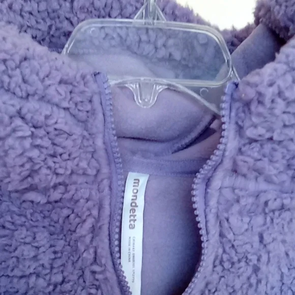 NWT PURPLE YOUTH HALF ZIP SHERPA BY MONDETTA. SIZE MEDIUM (10-12). - Picture 6 of 11